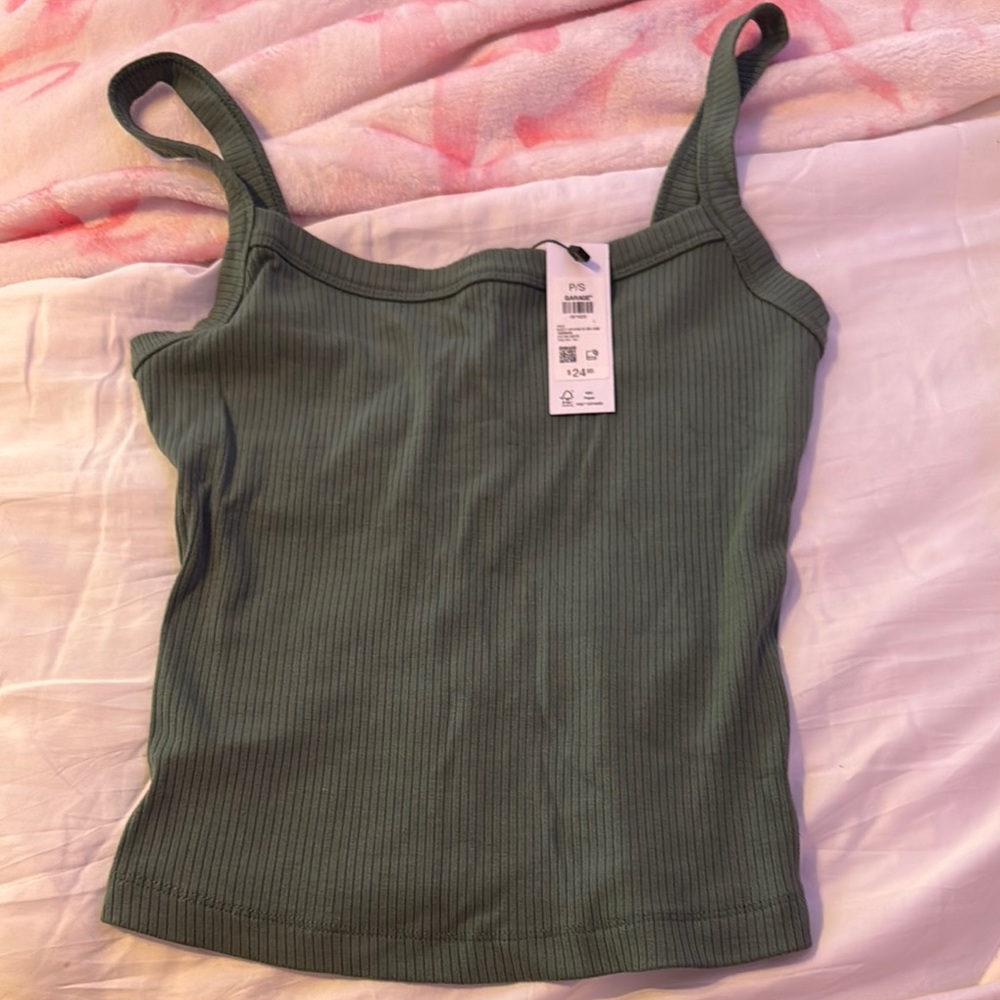 Garage Green Ribbed Camisole Top